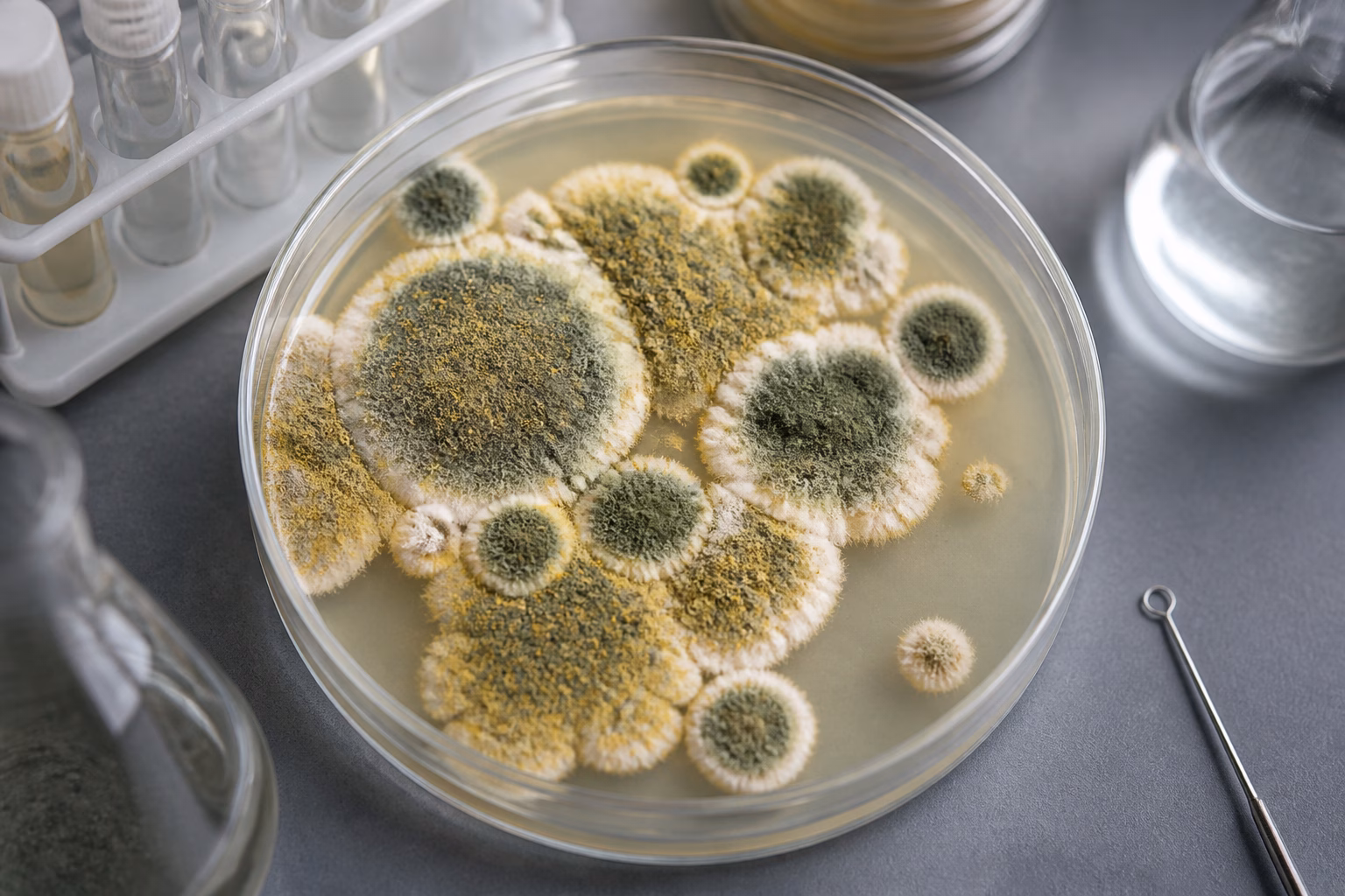 Колонії грибка роду Aspergillus у чашці Петрі