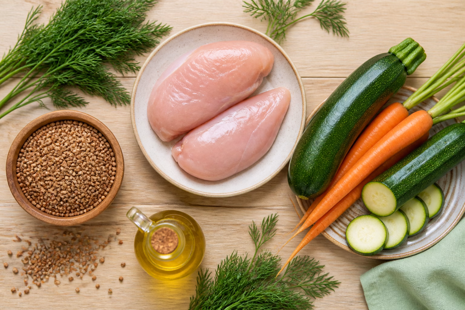 Свіжі продукти для здорового раціону на дерев'яному столі