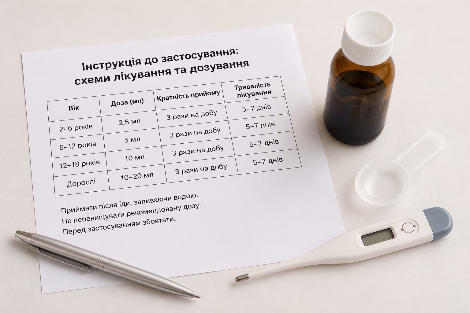 Схема лікування та дозування Піперазину на столі