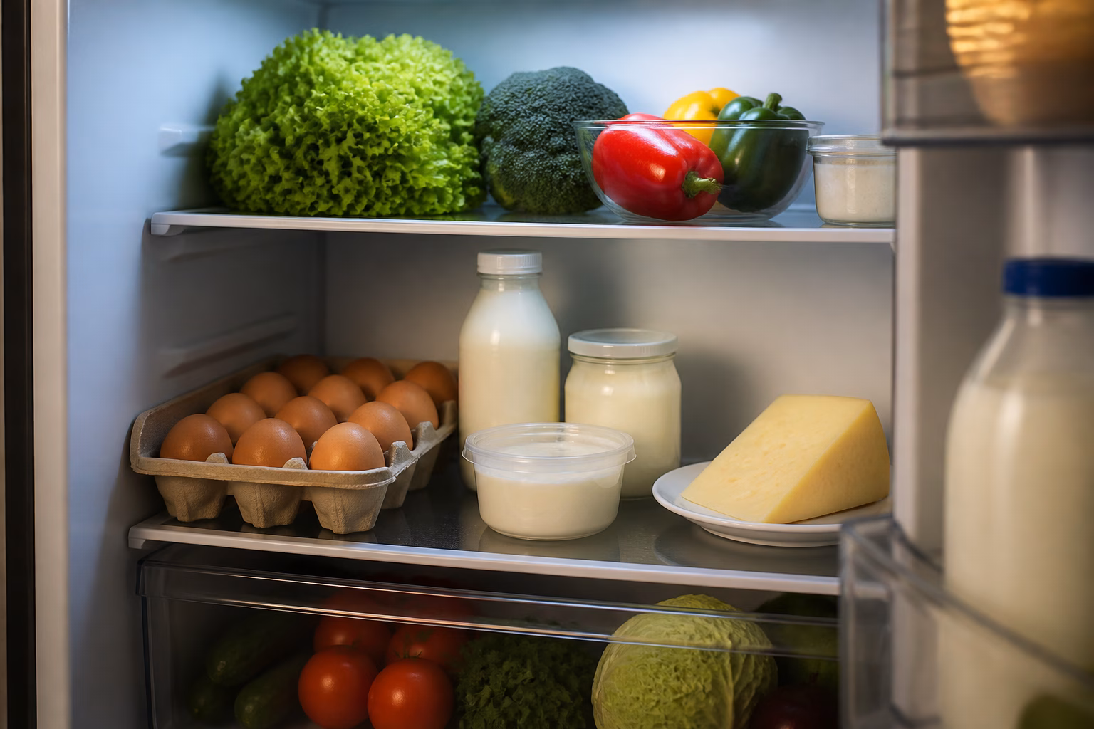 Холодильник зі свіжими продуктами — символ безпеки харчування