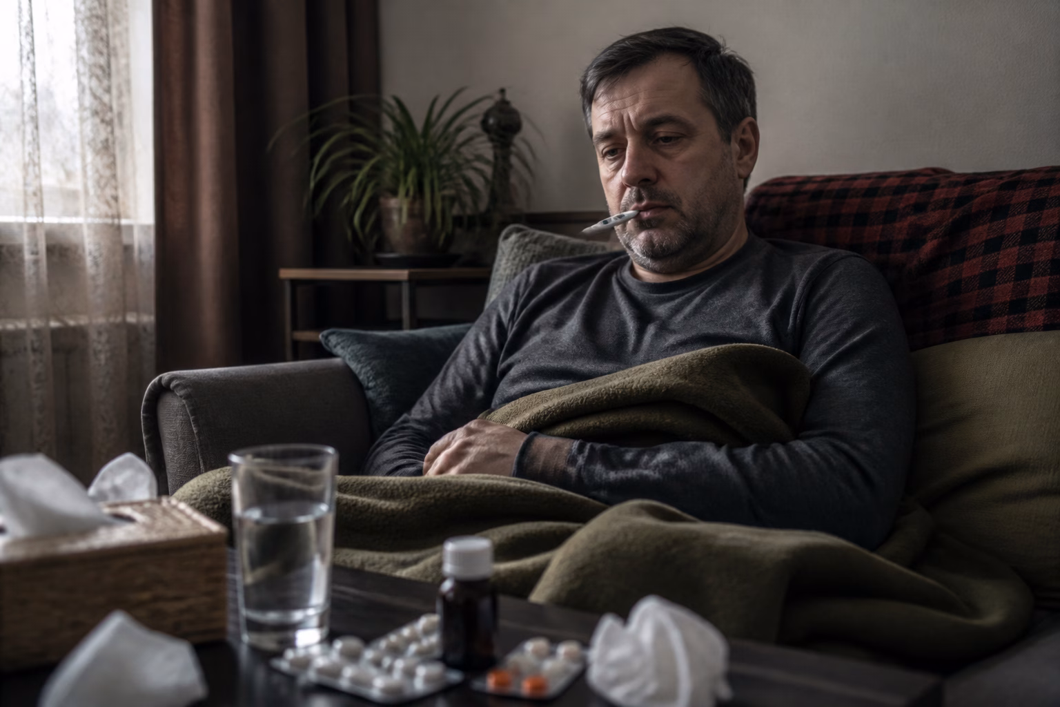 Чоловік з підвищеною температурою, симптом підвищеного лейкоцитарного індексу