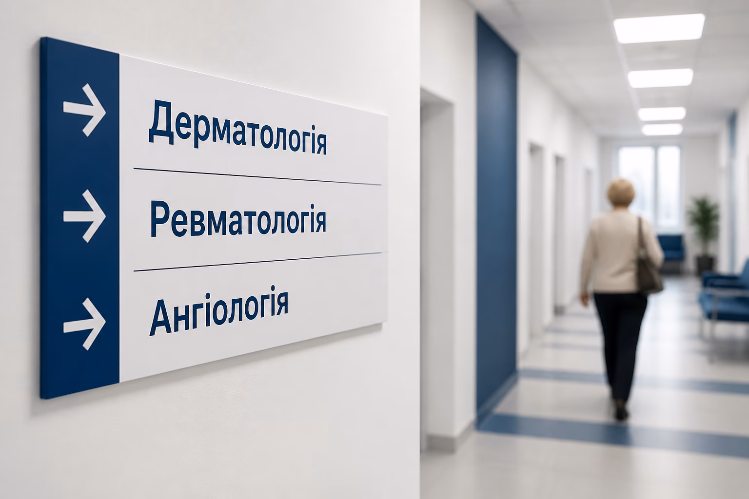 Вказівники до кабінетів дерматолога, ревматолога та ангіолога